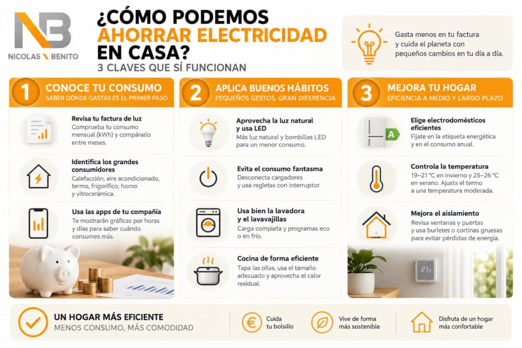 infografia ahorrar electricidad en casa