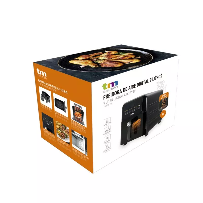 Freidora de aire TM Electron TMPFR290 – 9 L, 2000 W, doble resistencia