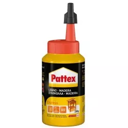 Cola para madera Pattex 250 g base agua de color amarillo con aplicador preciso y resistente para madera y derivados.