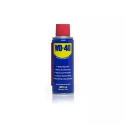 Lubricante spray WD40 200ml en aerosol azul con tapa roja, multipropósito para limpiar y proteger superficies.