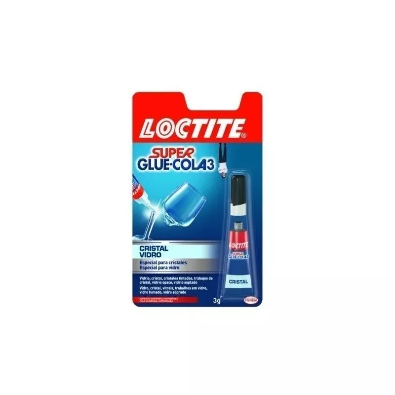 Adhesivo para cristal Loctite Super Glue-3 Cristal 3 g, transparente, formulación especial para vidrio.