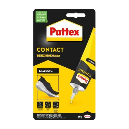Cola de contacto Pattex Transparente 50 g de secado rápido, ideal para pegado en diversos materiales.