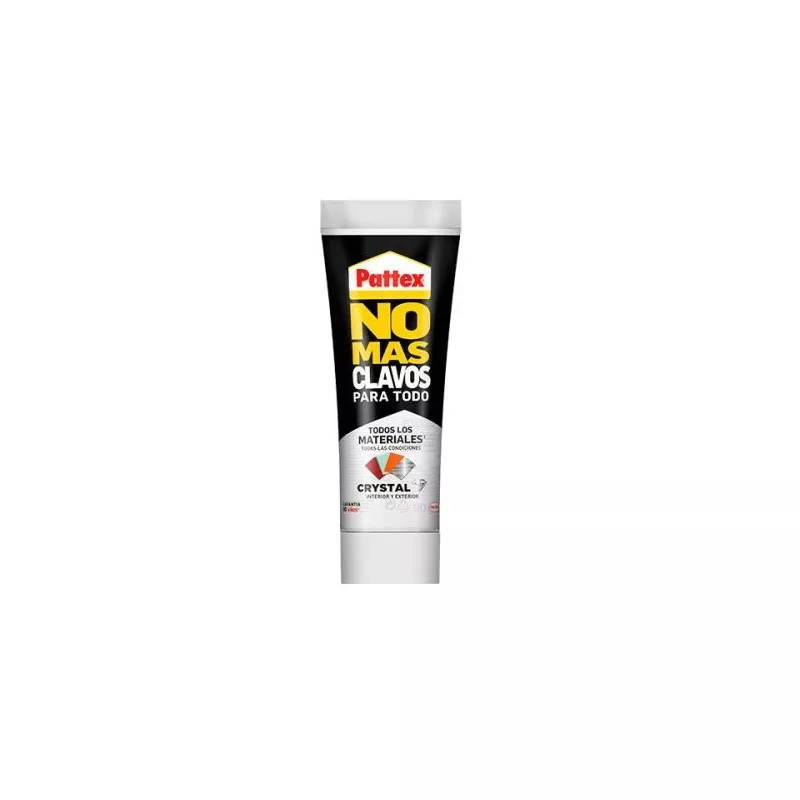 Adhesivo sellador Pattex Uno Para Todo Cristal 90 g en tubo de plástico blanco, adecuado para múltiples materiales y acabados.