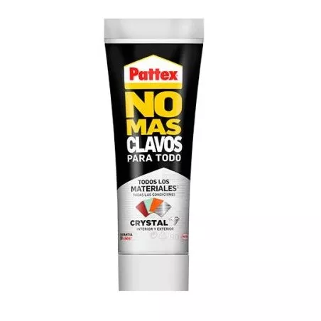 Adhesivo sellador Pattex Uno Para Todo Cristal 90 g en tubo de plástico blanco, adecuado para múltiples materiales y acabados.