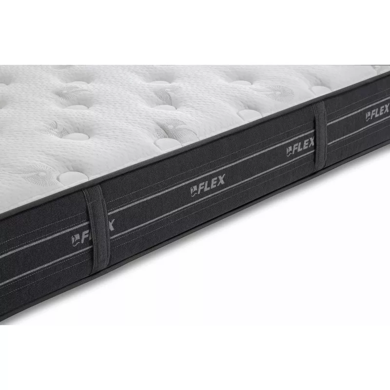Colchón Flex Nube Visco 135x190 muelles ensacados con tapizado gris y acabado suave para un descanso óptimo.