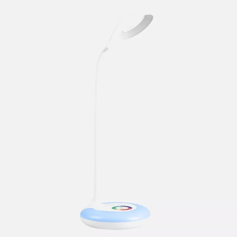 Flexo LED Fabrilamp Místico 6 W blanco con base RGB de diseño moderno y base en colores RGB ajustables.