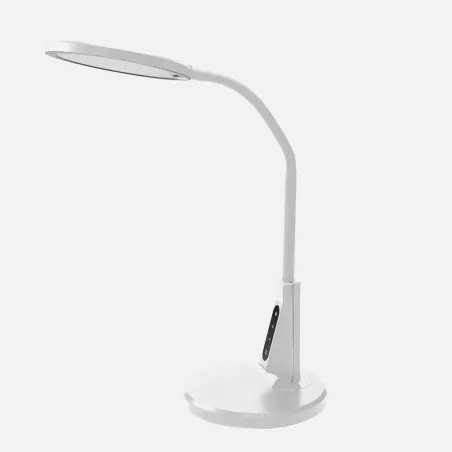 Flexo LED Fabrilamp Pandeo 7 W blanco con puerto USB, diseño moderno y flexible, ideal para oficinas y escritorios.