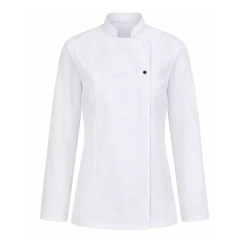 CHAQUETILLA SLIM FIT 10 SRA T-L 04125 BCO blanca, ajustada, de tejido resistente para uso en cocina profesional.