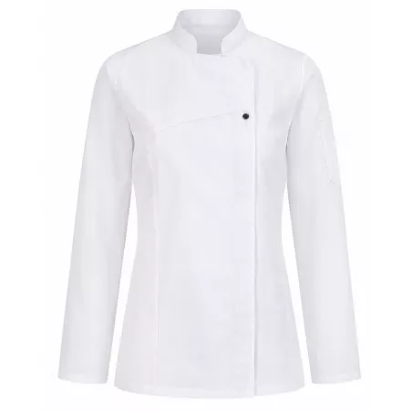 CHAQUETILLA SLIM FIT 10 SRA T-L 04125 BCO blanca, ajustada, de tejido resistente para uso en cocina profesional.