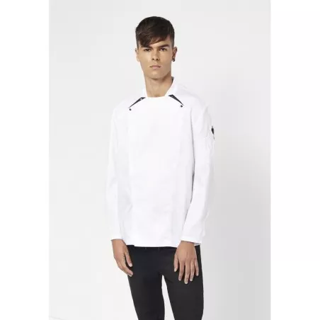 CHAQUETILLA REGULAR FIT 10 CBO T-L 04121 BCO blanca, de tejido resistente y corte moderno, ideal para cocina profesional.