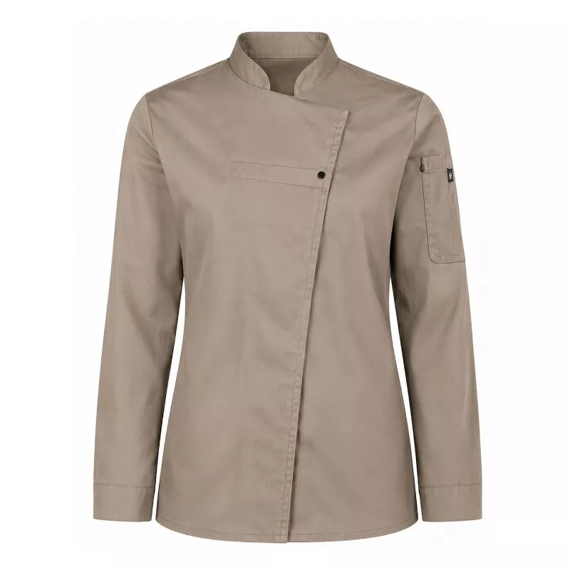 CHAQUETILLA SLIM FIT 705 SRA T-M 04125 MARRON de algodón, con diseño moderno y ajustado, ideal para cocina profesional.