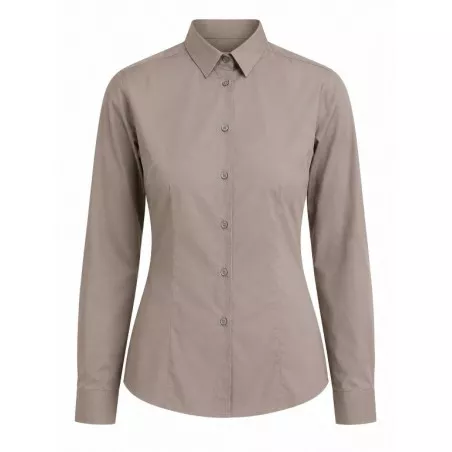 Camisa camarera Monza 02257 visón talla 42 cuello camisero de algodón suave y diseño clásico de botones.