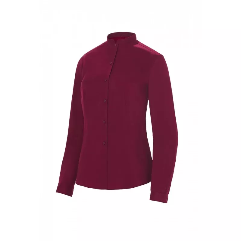 Camisa camarera Monza 02255 granate talla 42, cuello mao, tejido suave y moderno ideal para servicio.