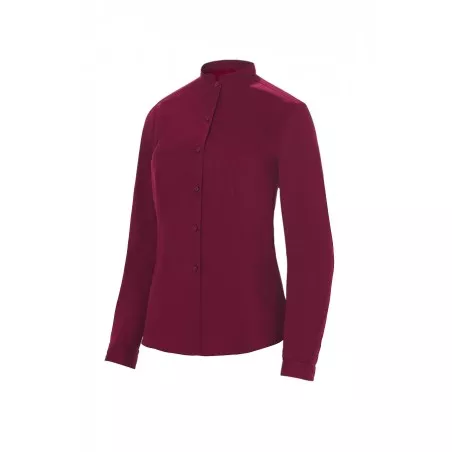 Camisa camarera Monza 02255 granate talla 42, cuello mao, tejido suave y moderno ideal para servicio.