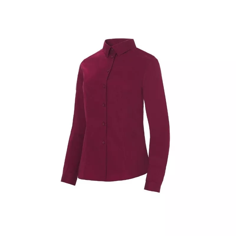 Camisa camarera Monza 02257 granate talla 42 de algodón con cuello camisero y ajuste entallado.