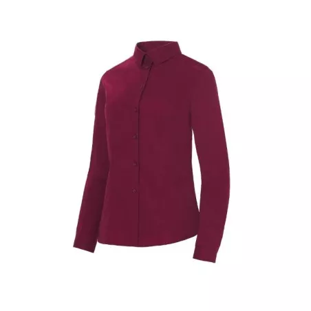 Camisa camarera Monza 02257 granate talla 42 de algodón con cuello camisero y ajuste entallado.