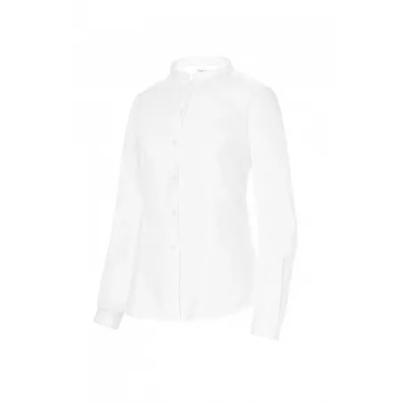 Camisa camarera Monza 02255 blanca de algodón talla 40 con cuello mao y diseño clásico de manga larga