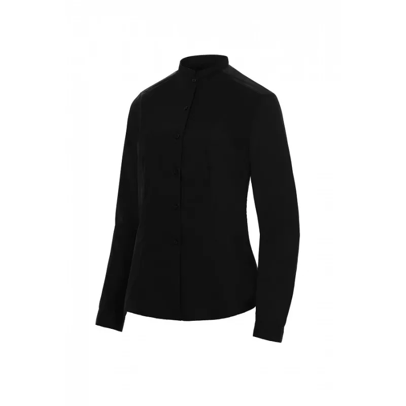 Camisa camarera Monza 02255 negra talla 42 cuello mao de poliéster, diseño elegante y acabado moderno.