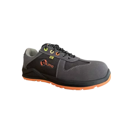 Zapato de seguridad Calima Maldiva S3S ESD T-42 en color gris con puntera de seguridad y suela antideslizante.