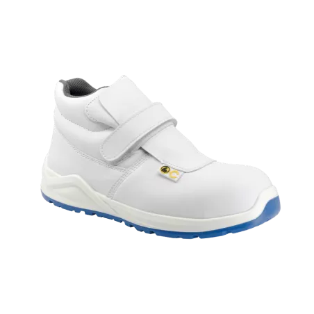 Bota de seguridad Calima Tule 9252 blanca S2 ESD T-41 con diseño anatómico, material sintético y cierre de velcro.