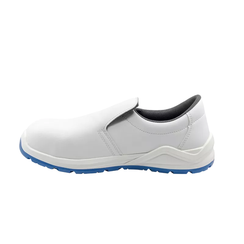 Zapato de seguridad Calima Cook 9250 blanco S2 ESD T-39 con diseño antideslizante y material resistente al agua.