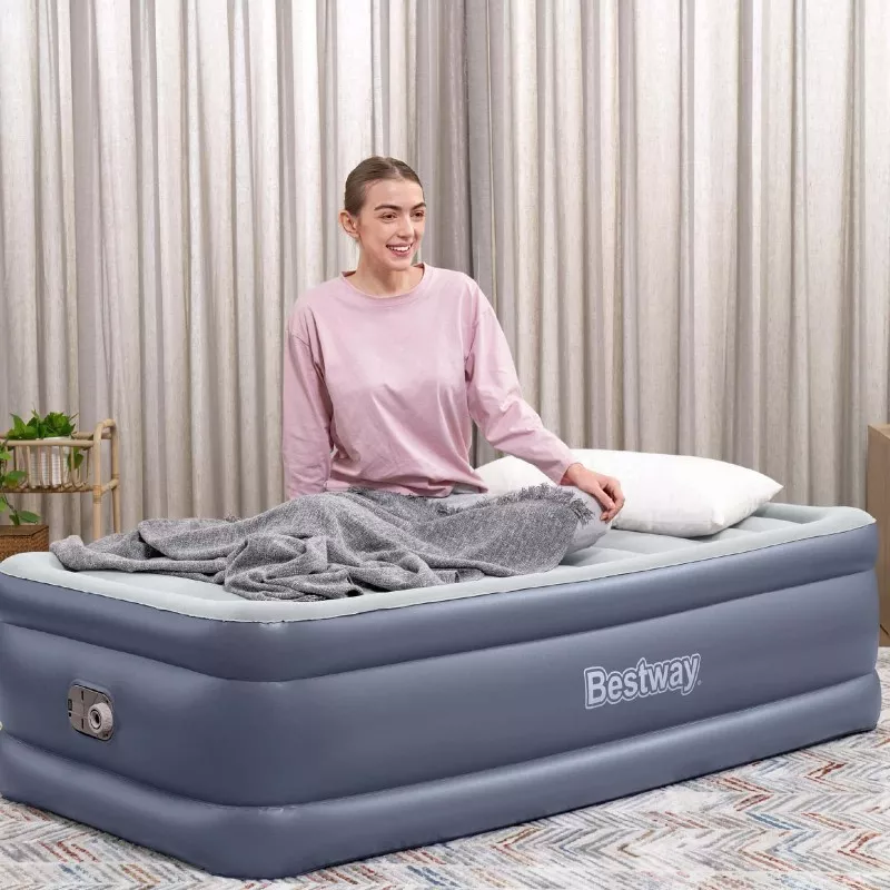 Colchón hinchable Bestway 67401 gris 191x97x46 cm con bomba, material resistente y diseño cómodo para uso interior.