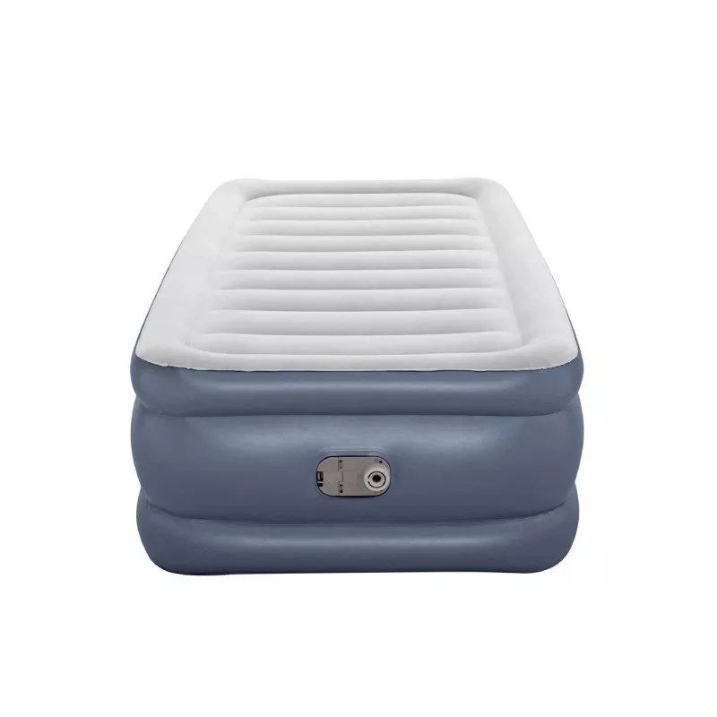 Colchón hinchable Bestway 67401 191x97x46 cm con bomba, diseño en gris y blanco, material PVC resistente y cómodo.