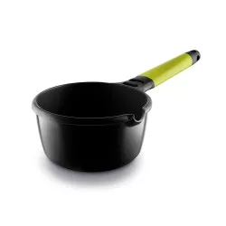 Cazo Castey Fundix 18 cm y 1,9 L de color negro con mango de plástico Kiwi y diseño práctico antideslizante.