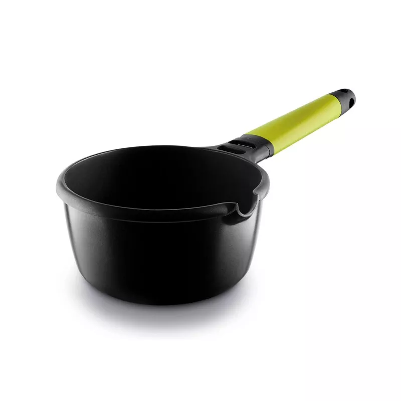 Cazo Castey Fundix 18 cm y 1,9 L de color negro con mango de plástico Kiwi y diseño práctico antideslizante.