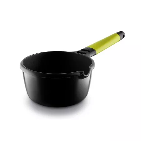Cazo Castey Fundix 18 cm y 1,9 L de color negro con mango de plástico Kiwi y diseño práctico antideslizante.