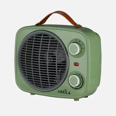 Termoventilador Fabrilamp Hoguera 2000 W verde con diseño retro y acabado mate, ideal para calentar espacios pequeños.