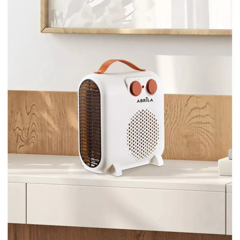 Termoventilador Fabrilamp Tundra 2000 W blanco de diseño compacto con acabado mate y asa para fácil transporte.