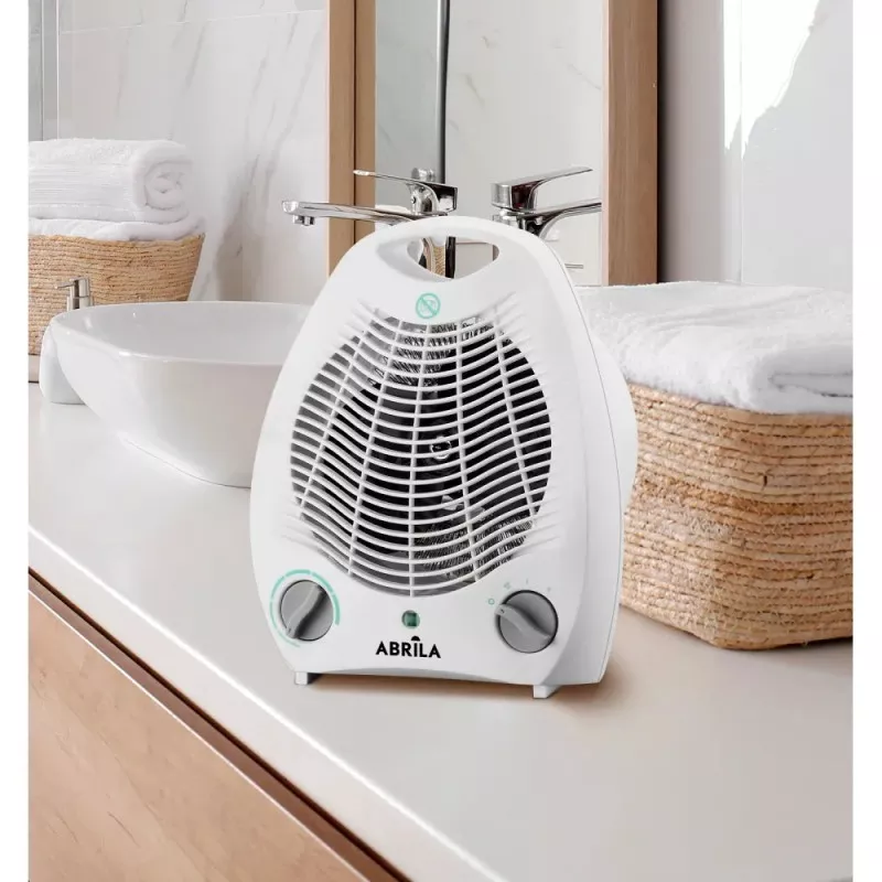 Termoventilador Fabrilamp Candil 2000 W blanco de diseño compacto y moderno, con rejilla de ventilación y controles giratorios