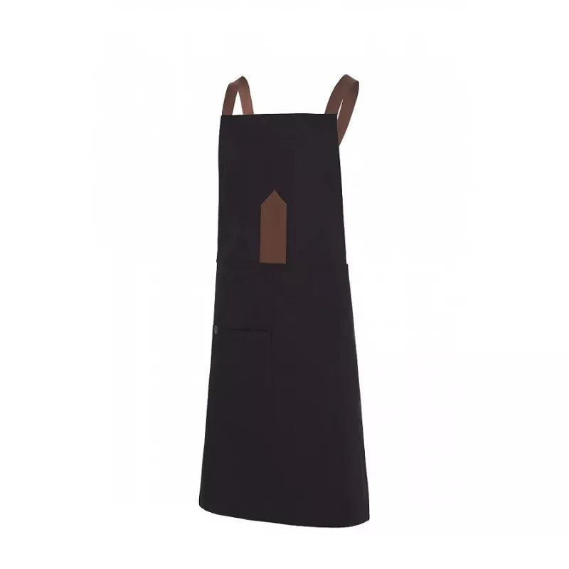 Delantal peto Monza 06423 negro talla 01 de algodón, diseño clásico y con bolsillo frontal.