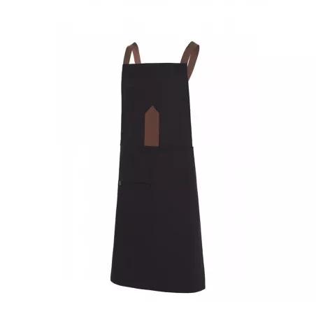Delantal peto Monza 06423 negro talla 01 de algodón, diseño clásico y con bolsillo frontal.