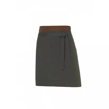 Delantal corto Monza 06424 verde kaki talla 01 con cintura ajustable y tejido resistente ideal para la cocina.