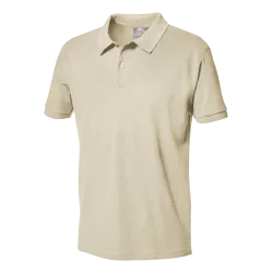 Polo Monza 03014 piqué melange beige talla L, confeccionado en algodón suave con cuello polo clásico.