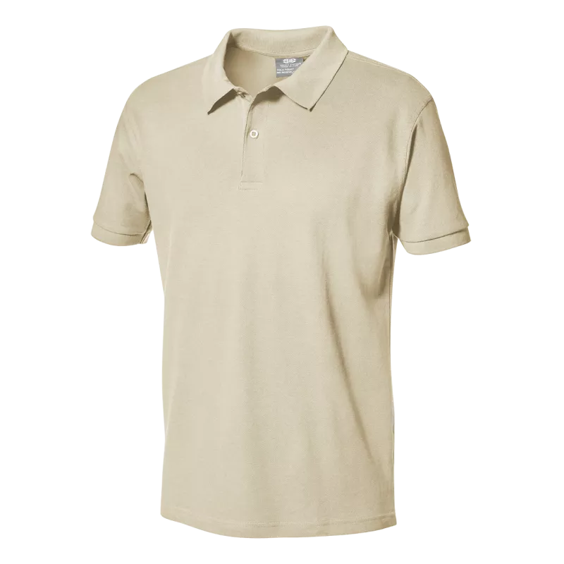 Polo Monza 03014 piqué melange beige talla L, confeccionado en algodón suave con cuello polo clásico.