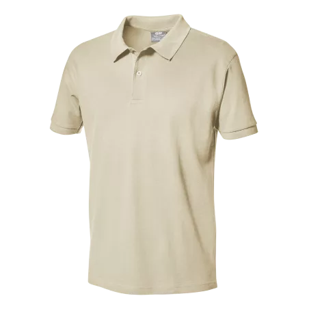 Polo Monza 03014 piqué melange beige talla L, confeccionado en algodón suave con cuello polo clásico.