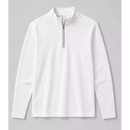 POLO CUELLO MAO CRM 10 T-XL 03035 BCO de algodón blanco, diseño moderno y cierre con cremallera.