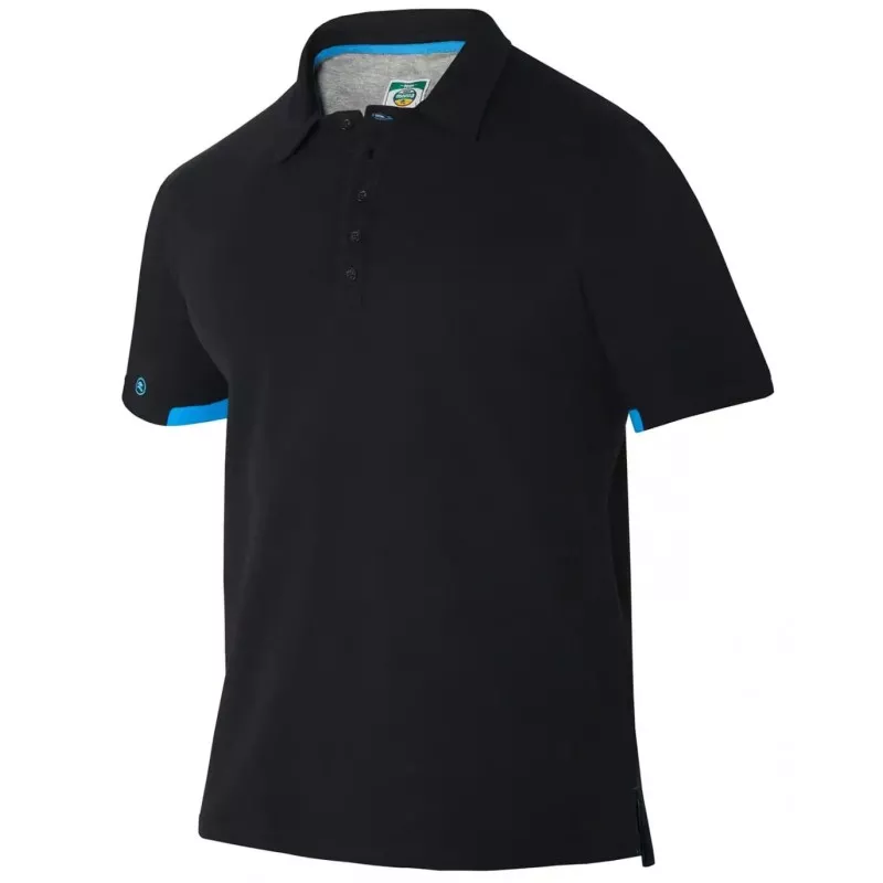 Polo regular fit Monza 03017 negro talla XL de algodón, con detalles en azul y diseño clásico.
