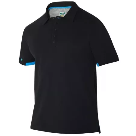 Polo regular fit Monza 03017 negro talla XL de algodón, con detalles en azul y diseño clásico.