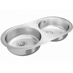 Fregadero Teka DR-80 2C 840 x 440 mm 2 cubetas de acero inoxidable con diseño elegante y acabado pulido.