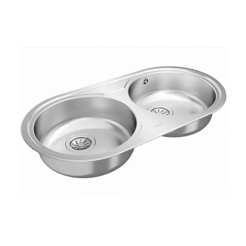 Fregadero Teka DR-80 2C 840 x 440 mm 2 cubetas de acero inoxidable con diseño elegante y acabado pulido.
