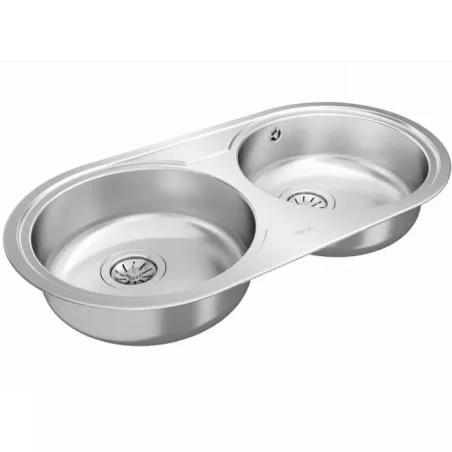 Fregadero Teka DR-80 2C 840 x 440 mm 2 cubetas de acero inoxidable con diseño elegante y acabado pulido.
