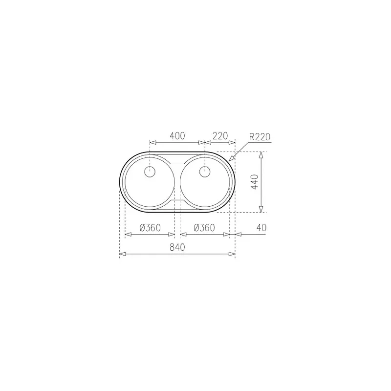 Fregadero Teka DR-80 2C 840 x 440 mm 2 cubetas con acabado en acero inoxidable y diseño ovalado moderno