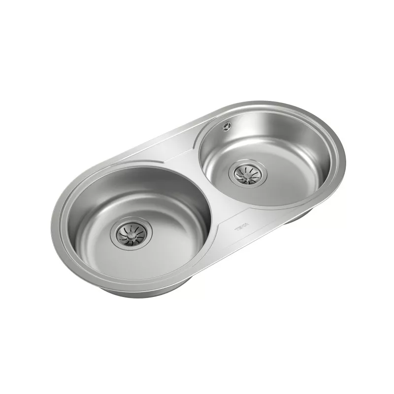Fregadero Teka DR-80 2C 840 x 440 mm 2 cubetas de acero inoxidable con acabado pulido y diseño moderno