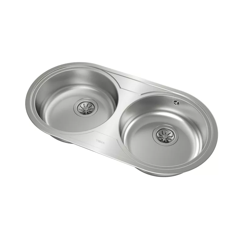 Fregadero Teka DR-80 2C 840 x 440 mm 2 cubetas de acero inoxidable pulido con diseño moderno y funcional.