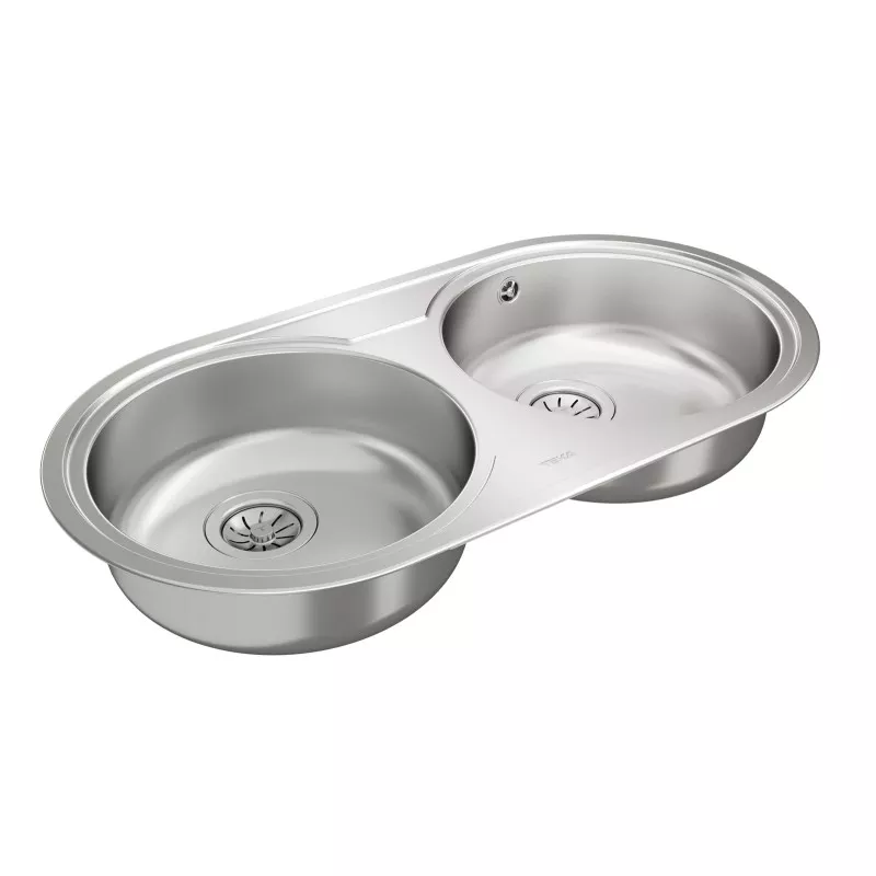 Fregadero Teka DR-80 2C 840 x 440 mm 2 cubetas de acero inoxidable con acabado brillante y diseño moderno