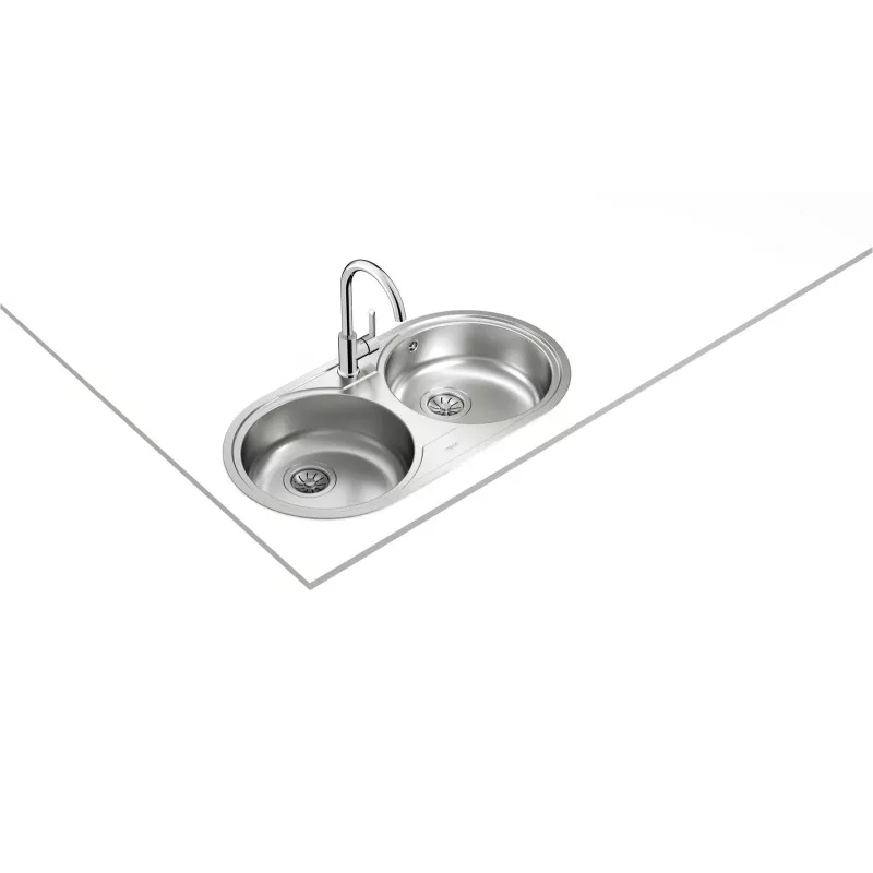 Fregadero Teka DR-80 2C 840 x 440 mm de acero inoxidable con 2 cubetas y diseño moderno para cocina